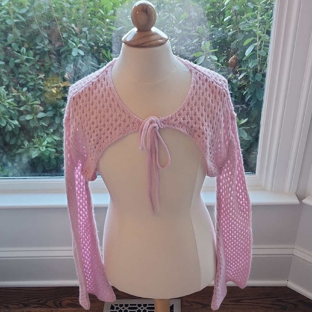 Sweet Society Light Pink Open-Knit Women's Shrug